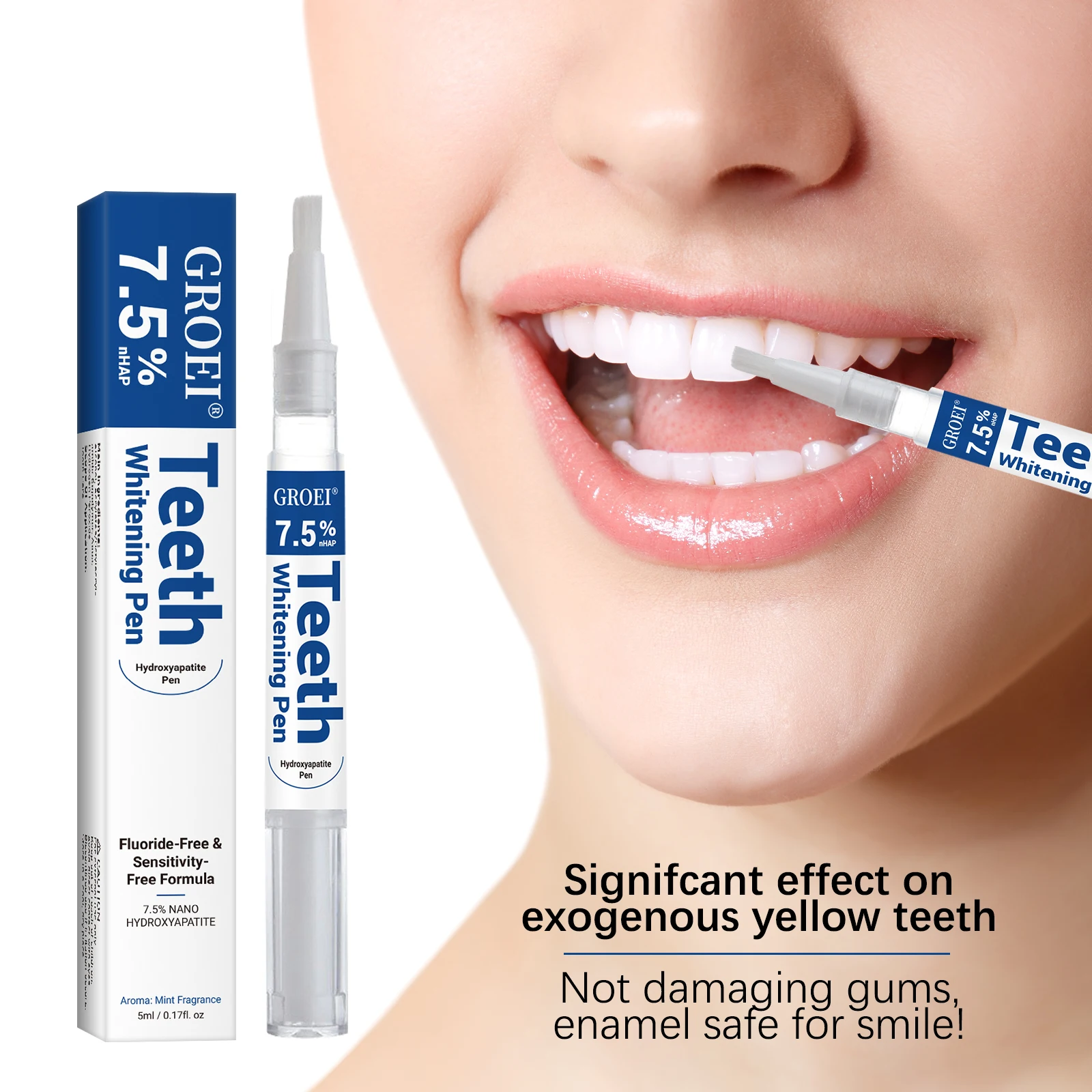 Teeth Whitening With Peroxide - Hydroxyapatite Zahnaufhellungsstift, schillernder weißer Fleckenentferner, Gelstift,