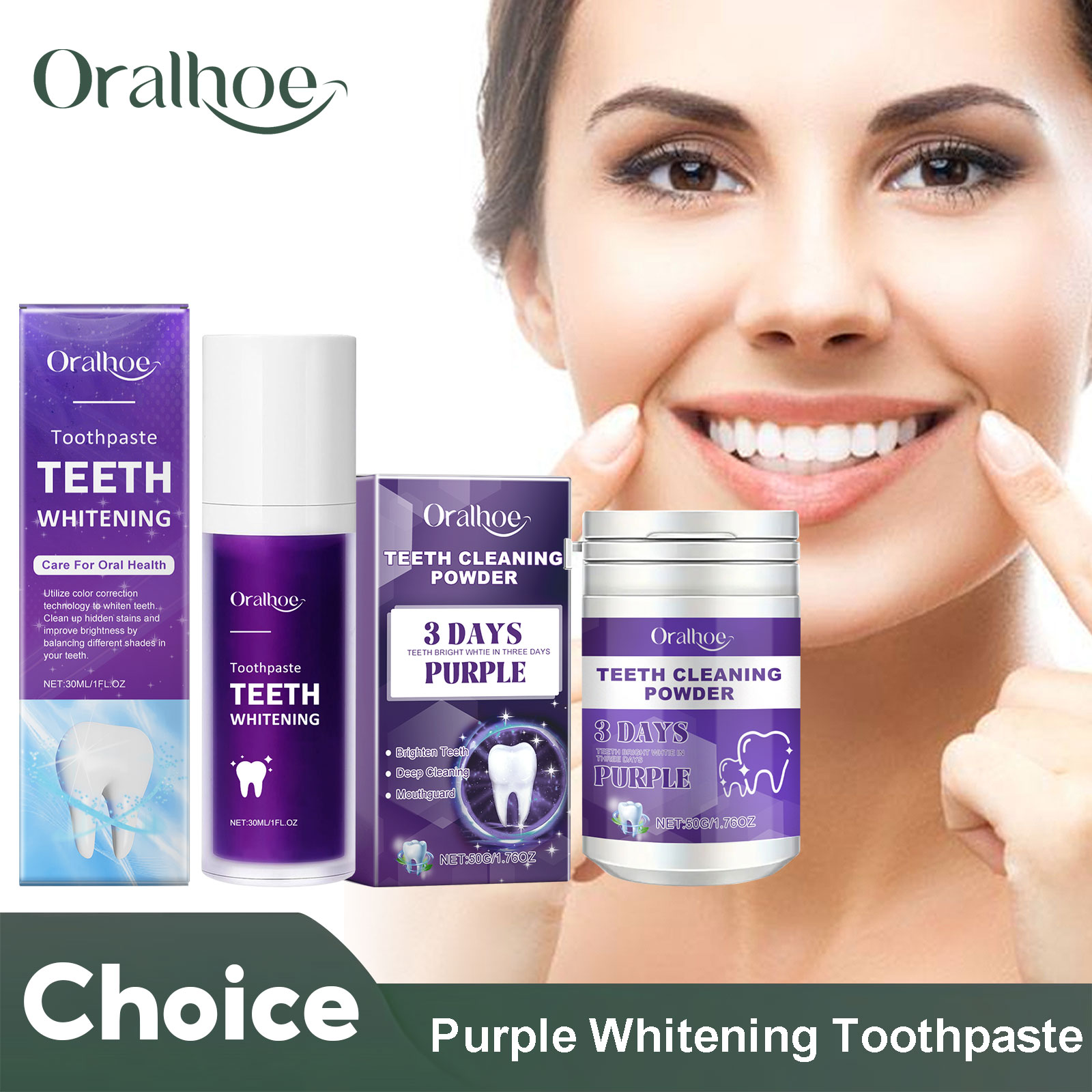 Teeth Paint Whitening - Lila Korrektor Zahnaufhellung Zahnpasta Tiefenreinigung Zähne