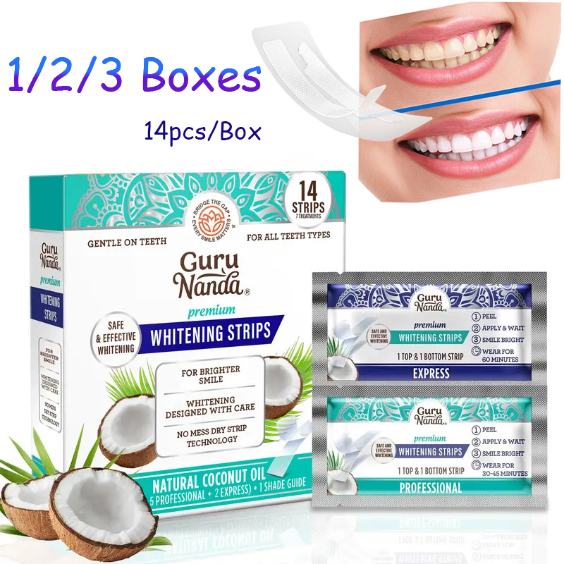 Teeth Whitening Serum - 14 Stück/Box Kokosnussöl Zahnaufhellungsstreifen, Aufhellungsstreifen zur