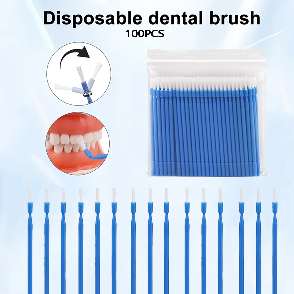 Teeth Whitening Brush - 100 Stück Zahnärztliche Einweg-Mikrobürsten-Applikatoren, Biegbare Langstiel-Bürsten