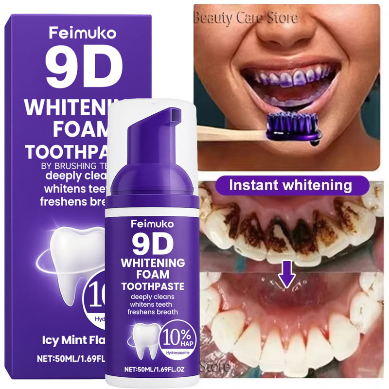 Remineralizing Toothpaste - 9D Lila Zahnaufhellungs-Zahnpasta Mousse Intensiver Fleckenentferner