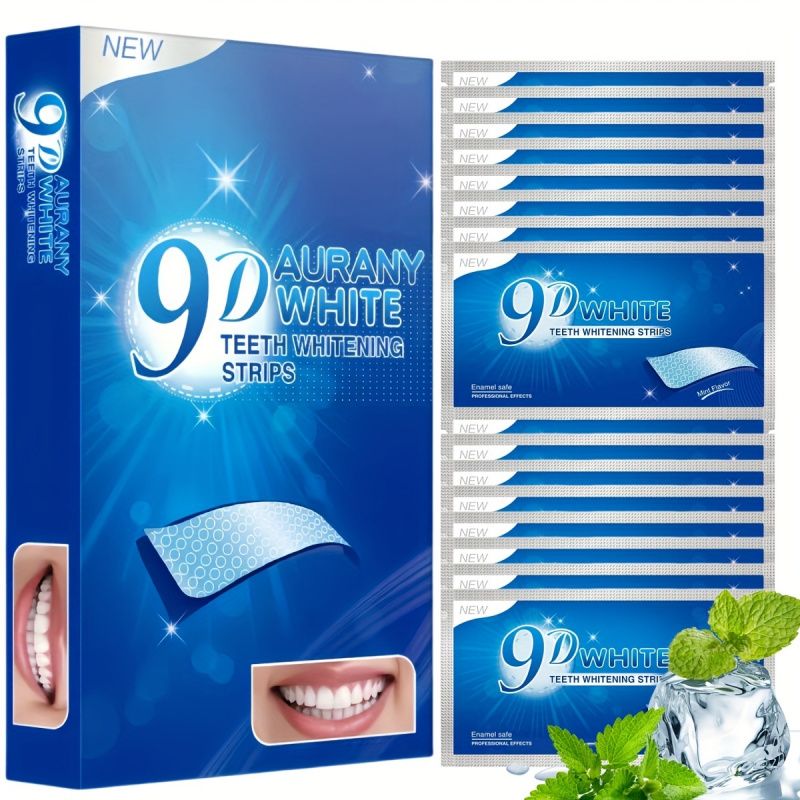 Teeth Whitening With Peroxide - 21 Paar 9D Aurany White Zahnaufhellungsstreifen