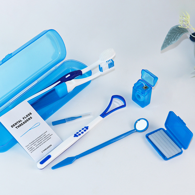 Teeth Whitening Brush - 8-teiliges Zahnpflege-Set Mehrfarbiges Zahnwachs Zahnreinigungswerkzeug Netzbeutel