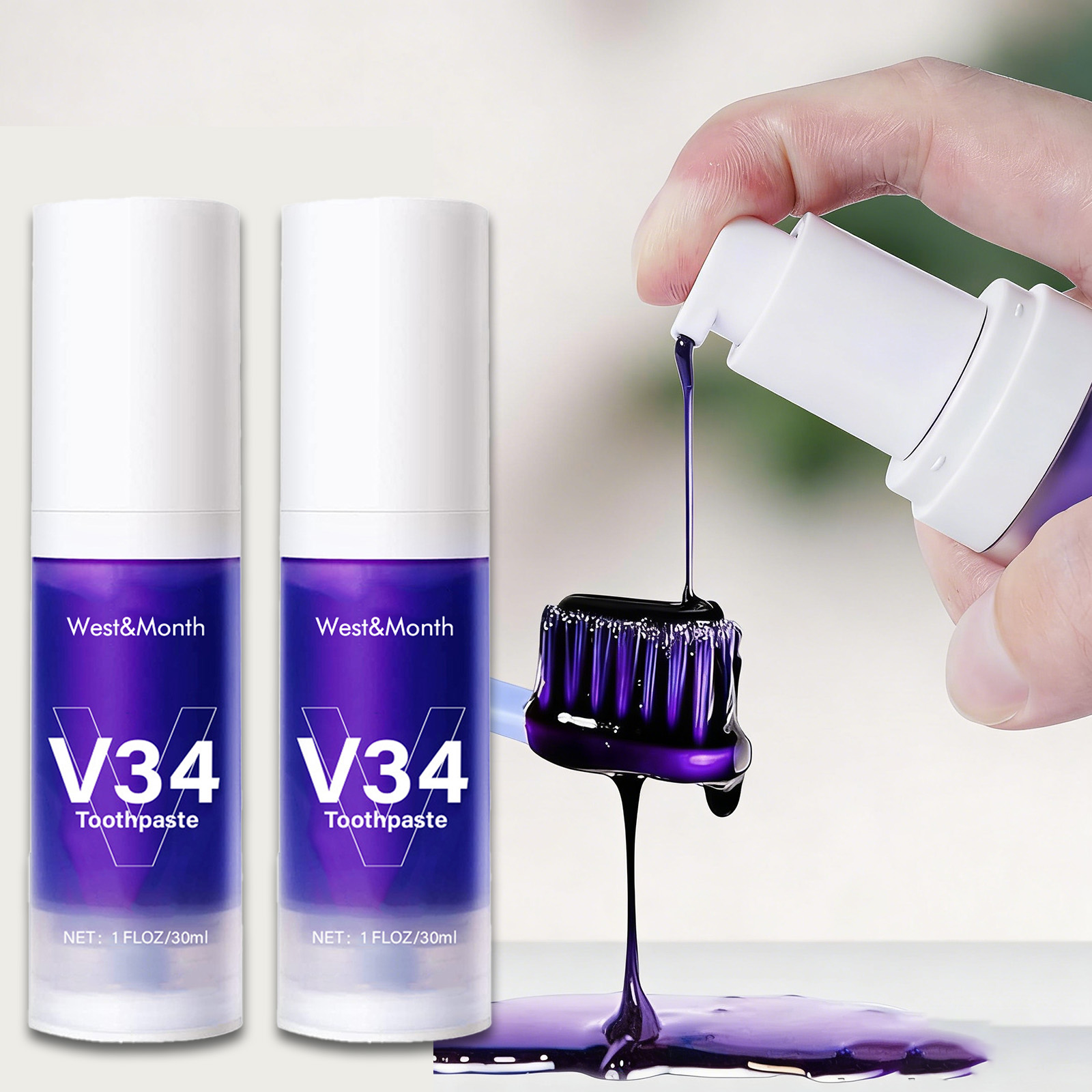Remineralizing Toothpaste - V34 Zahnaufhellungs-Zahnpasta, 30 ml, intensiver Fleckenentferner