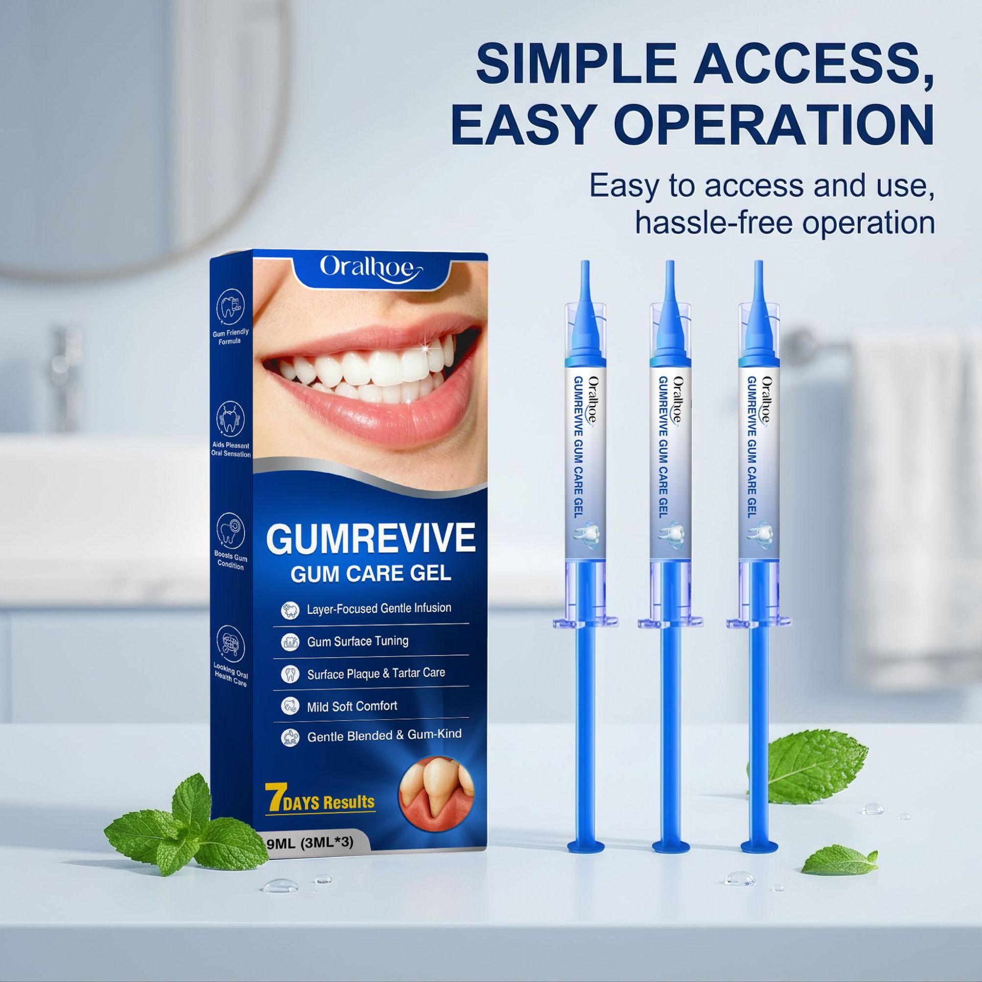 Teeth Whitening In Office - Mundpflege-Gel 3-teiliges Zahnfleisch-Reinigungsspritzen-Set, Sanftes Zahn- und