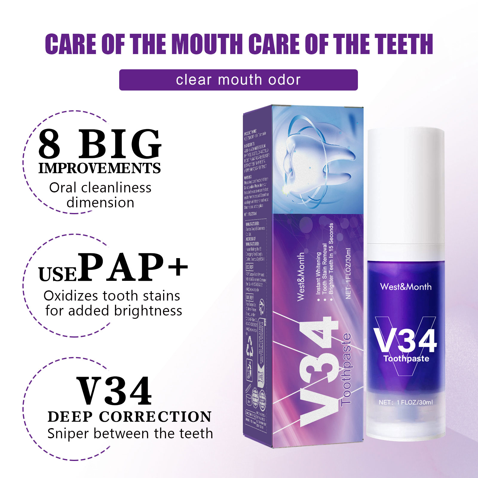 V34 Zahnaufhellungs-Zahnpasta, – Remineralizing Toothpaste Bewertung und Preis